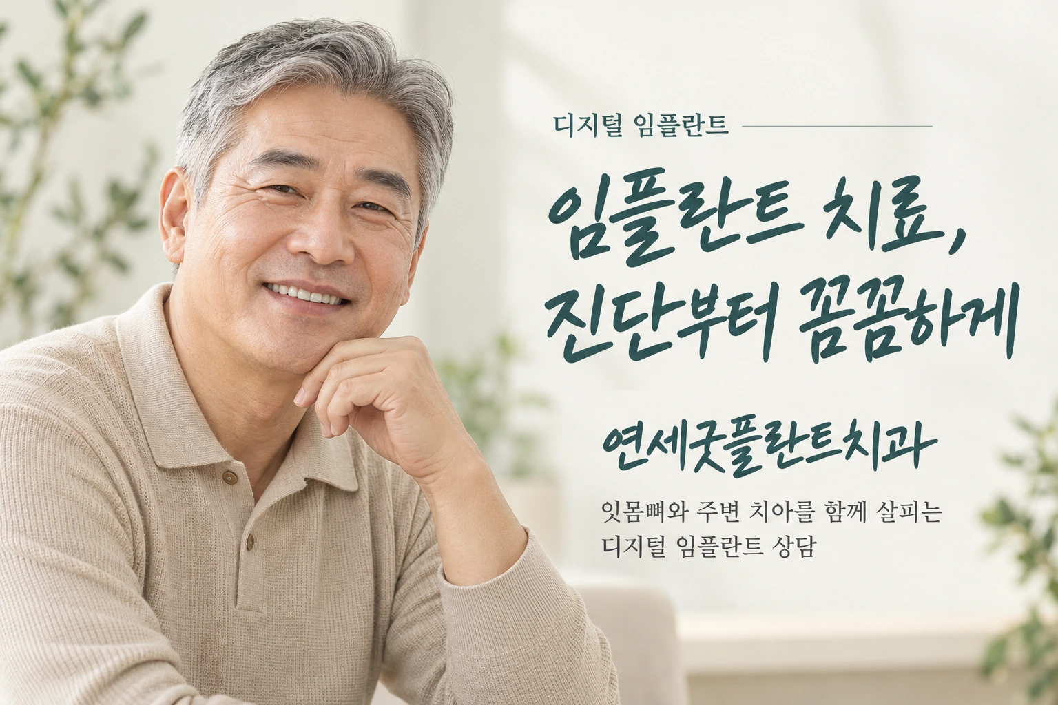 연세굿플란트치과 디지털 임플란트: 임플란트 치료, 진단부터 꼼꼼하게. 잇몸뼈와 주변 치아를 함께 살피는 상담.